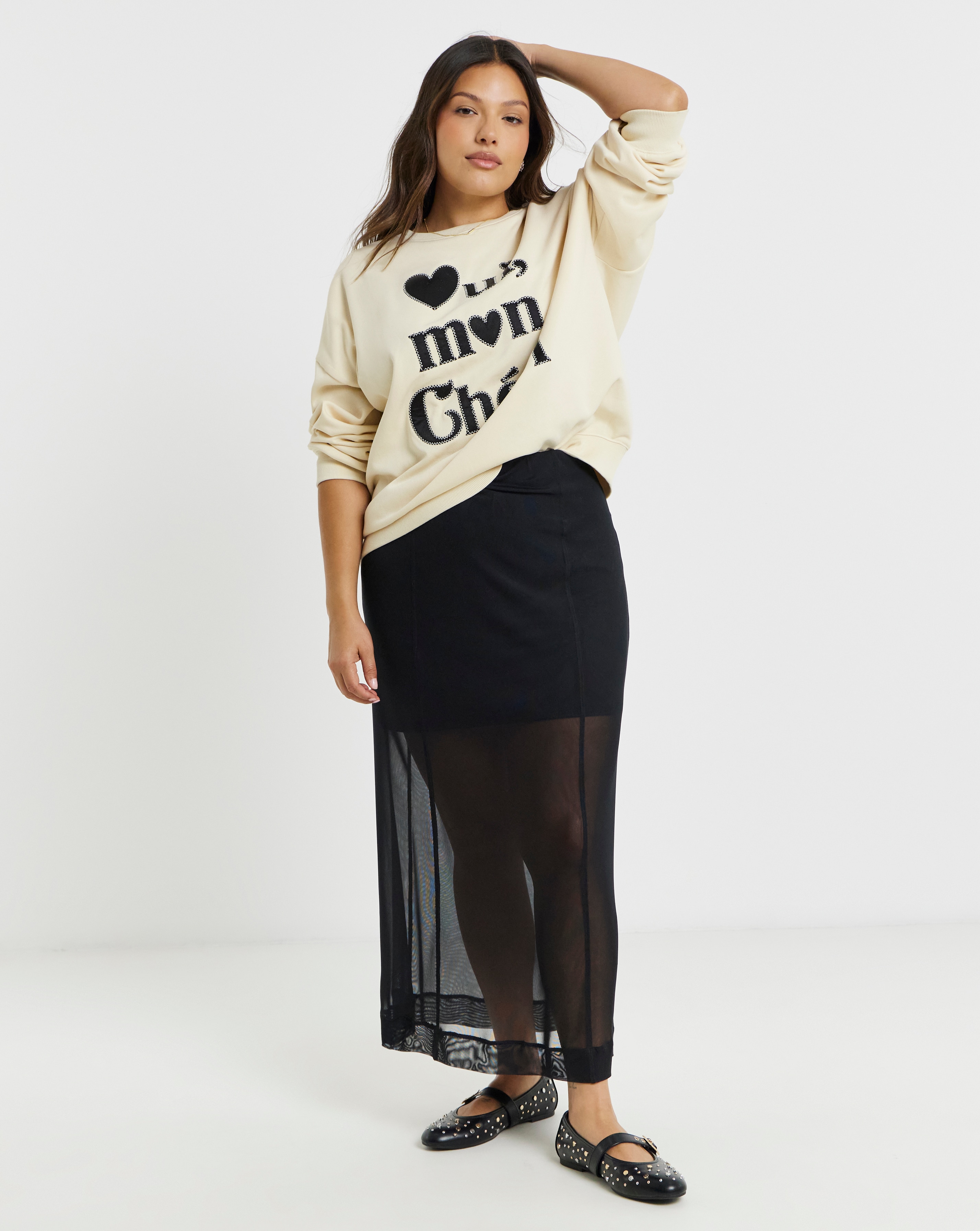 Simply Be Ecru Oui Mon Cheri Graphic Sweatshirt Fashion World