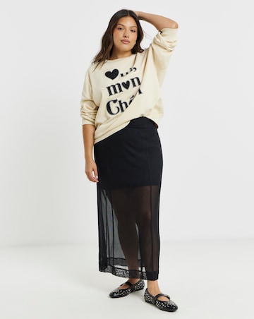 Simply Be Ecru Oui Mon Cheri Graphic Sweatshirt