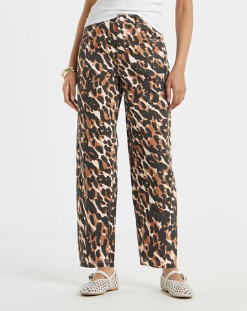 Simply Be Leopard Print Barrel Jeans