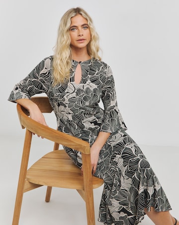 Joanna Hope Luxe Mono Floral Jersey Midi Dress