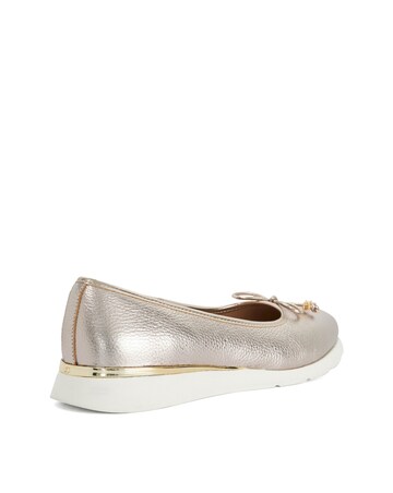Dune Highline Gold Leather Bow Ballerina Shoes - Standard Fit (D)