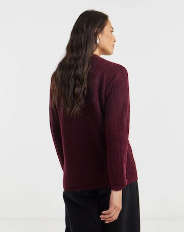 Berry Bow Button Long Sleeve Cardigan