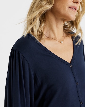 Button Front Long Sleeve Top