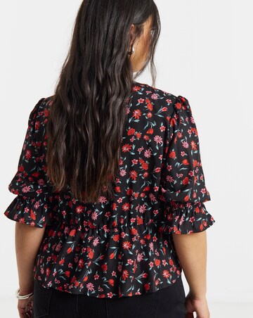 Shirred Sleeve Tea Blouse