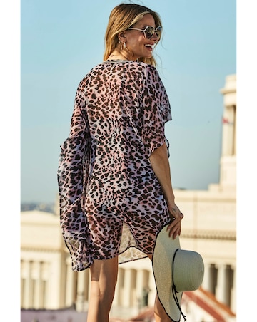 Sosandar Leopard Print Kaftan With Luxe Embellishment Detail