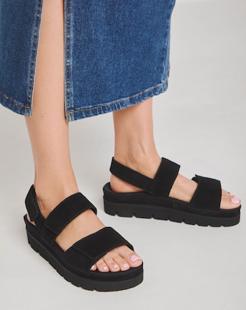 Simply Be Chara Suede Touch and Close Sandals - Extra Wide Fit (EEE)