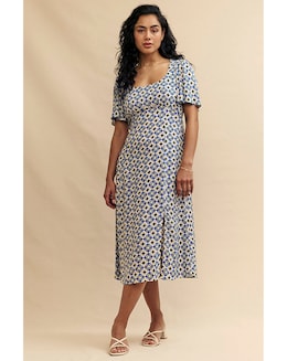 Nobody's Child Blue Geometric Dee Dee Midi Dress