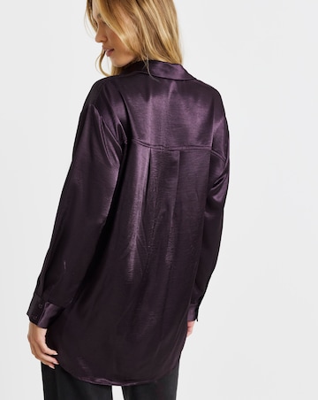 Plum Liquid Satin Oversized Shirt