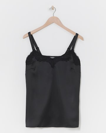 Black Lace Trim Satin Cami