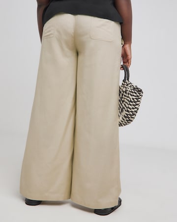 Stone Easy Care Linen Mix Wide Leg Trouser
