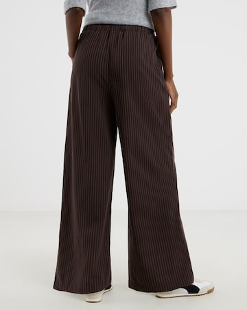 Chocolate Stripe Printed Drawstring Wide Leg Trouser