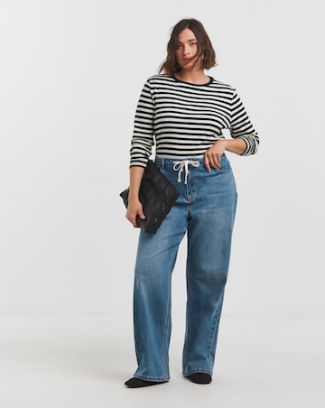Simply Be Vintage Mid Blue Tie Front Wide Leg Jeans