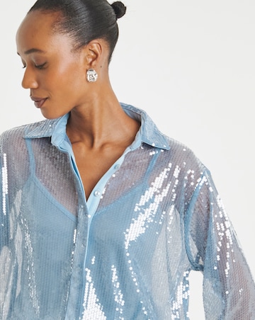 Sequin Relaxed Shirt - Blue