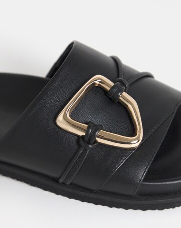 Utica Oversized Trim Leather Mule Sandals - Extra Wide Fit (EEE)