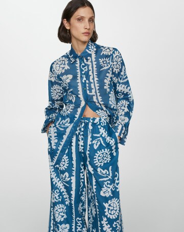 Mango Nemo Floral Print Cotton Wide Leg Trousers