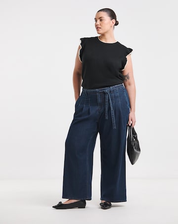Simply Be Indigo Stretch High Rise Wide Leg Jeans
