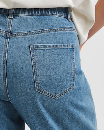 Simply Be Mid Blue Cropped Barrel Leg Jeans