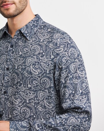 Long Sleeve Navy Paisley Print Shirt