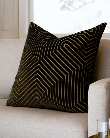 Paoletti Evoke Cut Velvet Large Cushion Cover - Black