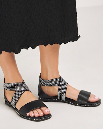 Jade Stretch Cross Flat Sandals Extra Wide EEE Fit Simply Comfort