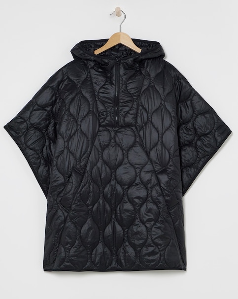 Black Quilted Poncho