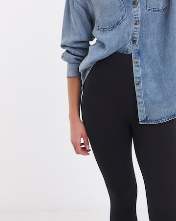 2 Pack Black Cotton Rich High Waisted Leggings