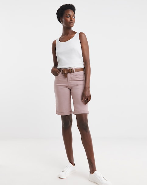 24/7 Blush Knee Denim Shorts