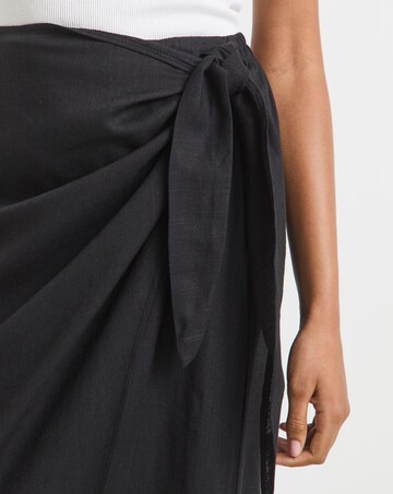 Simply Be Black Linen Wrap Midaxi Skirt