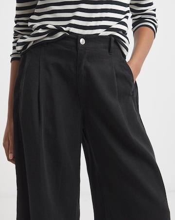 Simply Be Black Crop Wide Leg Jeans with Tencel TM Lyocell