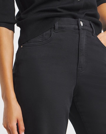 Black Fleece Lined Cosy Warm Feel Stretch Wide Leg Jeans