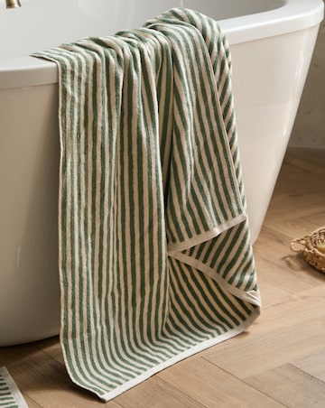 Yard Hebden Stripe Cotton Towel - Forest