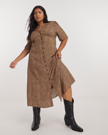 Nobody's Child Alexa Shirring V Neck Midi Dress