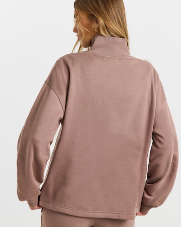 1/4 Zip Sweatshirt with Rib Panel