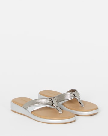 Valencia Leather Toe Post Low Wedge Sandals - Extra Wide Fit (EEE)