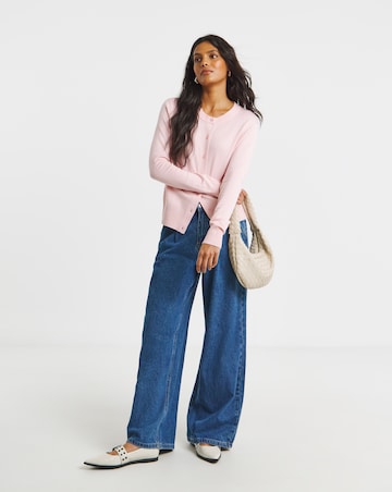 Eversoft Pink Soft Touch Crew Neck Cardigan