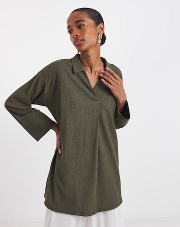 Sage Collared Pull On Longline Top