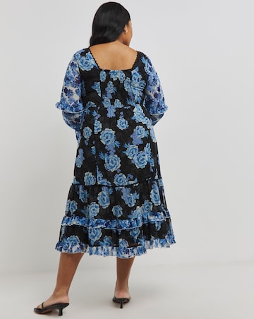 Simply Beautiful Mixed Print Tiered Midi Dress