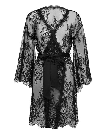 Figleaves Gigi Galloon Lace Robe - Black