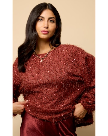 Little Mistress Cherry Sequin Eyelash Jumper