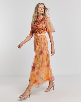 Joanna Hope Mesh Beaded Maxi Dress