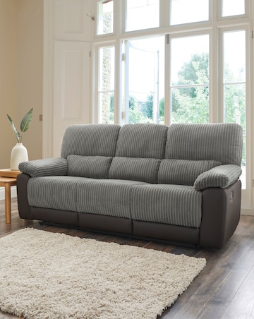 Harlow Fabric/Faux Leather Recliner 3 Seater Sofa