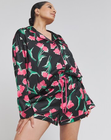 Nobodys Child Satin Revere Long Sleeve Shortie PJ Set