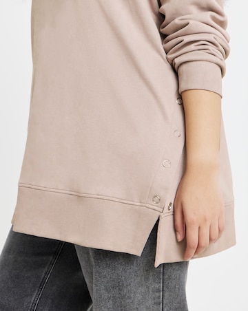 Mocha Popper Side Longline Hoodie