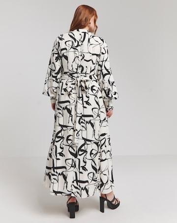 Joanna Hope Ivory Print Tie Waist Shirt Dress