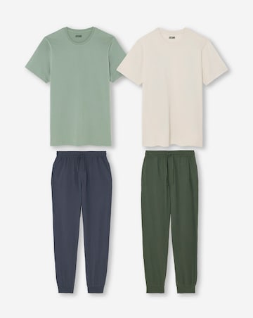 2 Pack T-Shirt And Cuffed Hem PJs