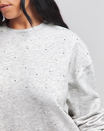 Grey Diamante Sweat Dress