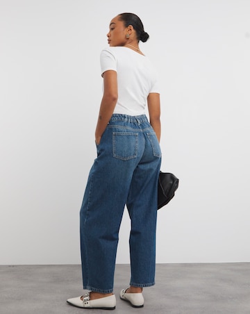 Mid Wash Barrel Leg Jeans