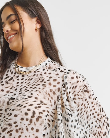 Animal Exaggerated Sleeve Georgette Blouse