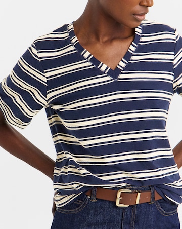 Textured Stripe V-Neck T-Shirt