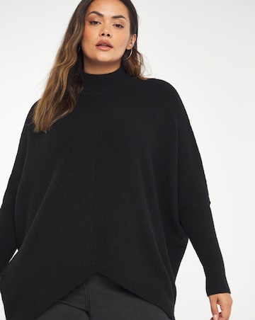 Cosy High Neck Chevron Ribbed Detail Jumper